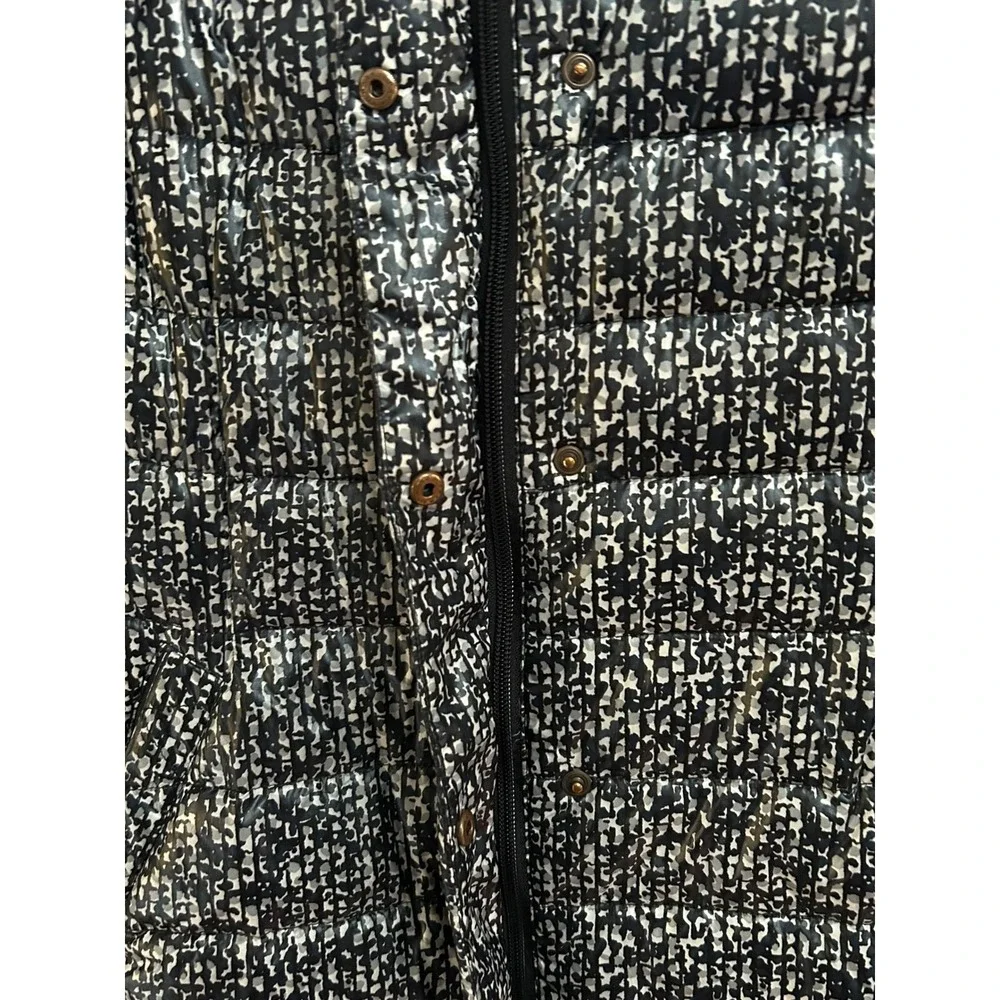 Lands End Quilted Down Feather Puffer Coat Belted‎ Print Full Zip Women's XS